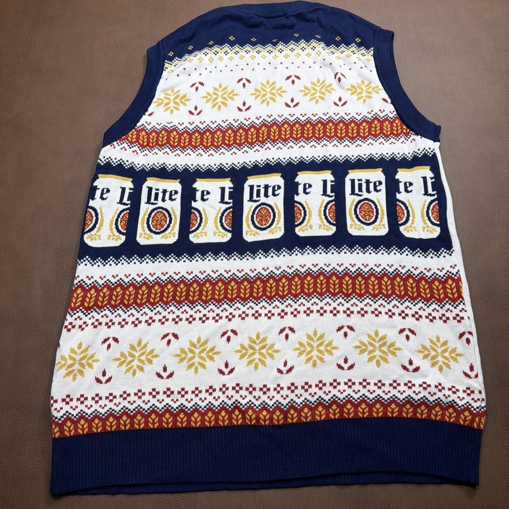 Miller Beer Sweater Vest Mens Medium Knit A Fine Pilsner Christmas Holidays Ugly